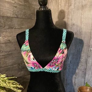 NWOT Sundazed Gia Bikini Top Turquoise Multi Colored Triangle Top Size D/DD